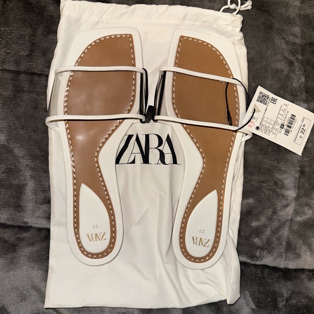 Zara Brown and White Sandals